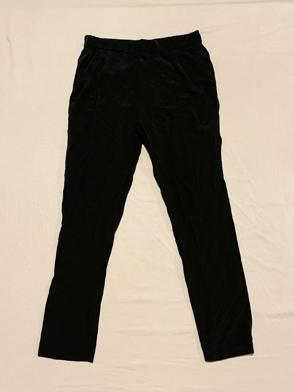 Wilfred 100% Silk Black Elastic Waist Pull-On Trousers Size 6